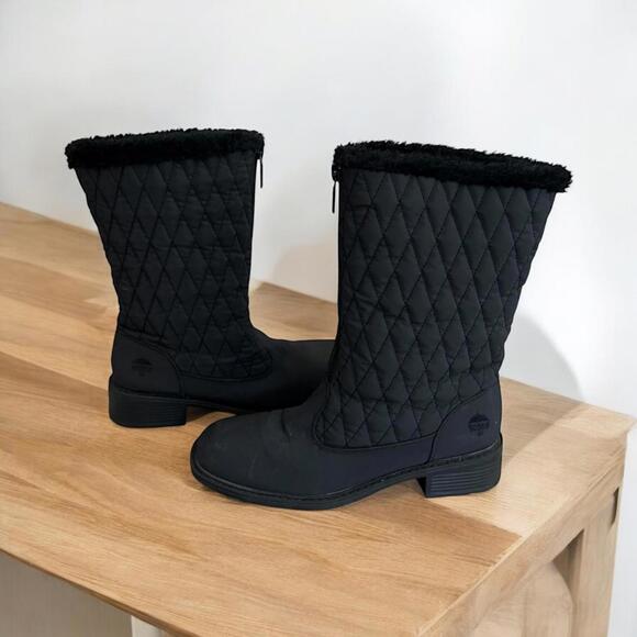 SOLD Totes Women's Boots Size 9M Quilted Upper Black Winter Boots with Fur Trim - Picture 3 of 8
